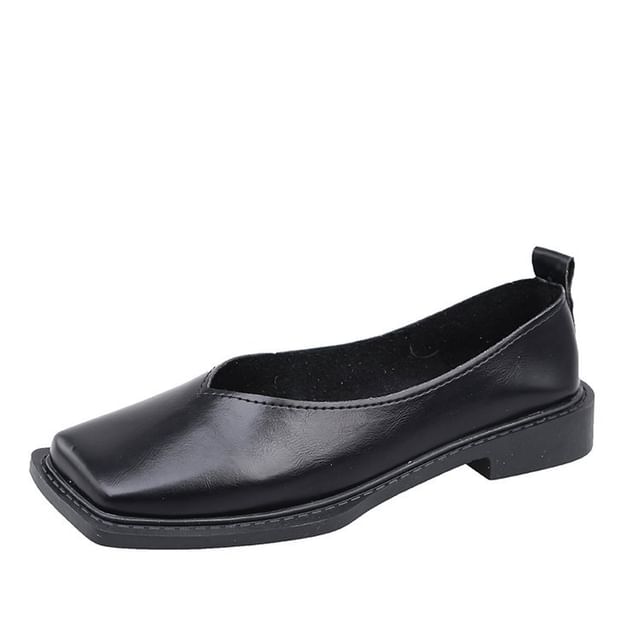 Toe Square Flats Leather Faux