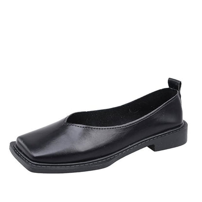 Toe Square Flats Leather Faux