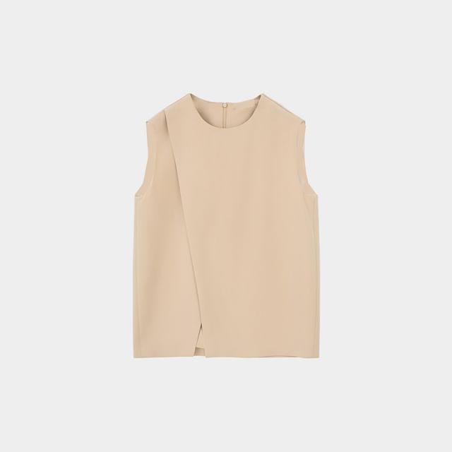 Asymmetric Sleeveless Top / High-Waisted Straight Pants