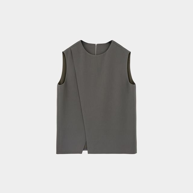 Asymmetric Sleeveless Top / High-Waisted Straight Pants