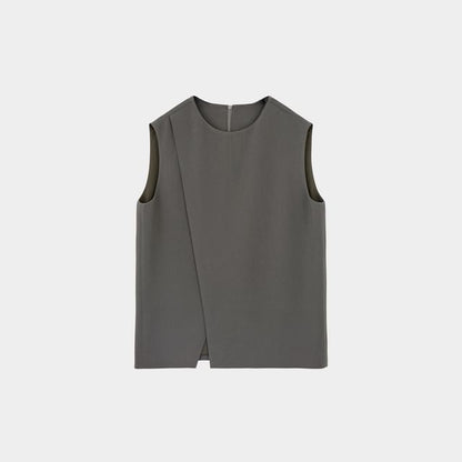 Asymmetric Sleeveless Top / High-Waisted Straight Pants