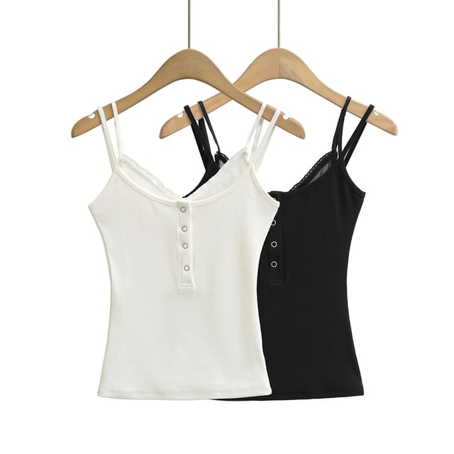 Mock Two-Piece Plain Camisole Top