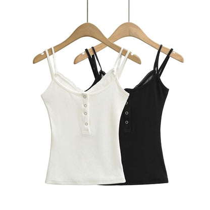 Mock Two-Piece Plain Camisole Top