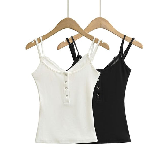 Mock Two-Piece Plain Camisole Top
