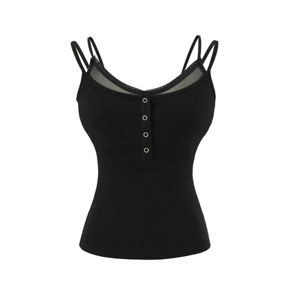 Mock Two-Piece Plain Camisole Top