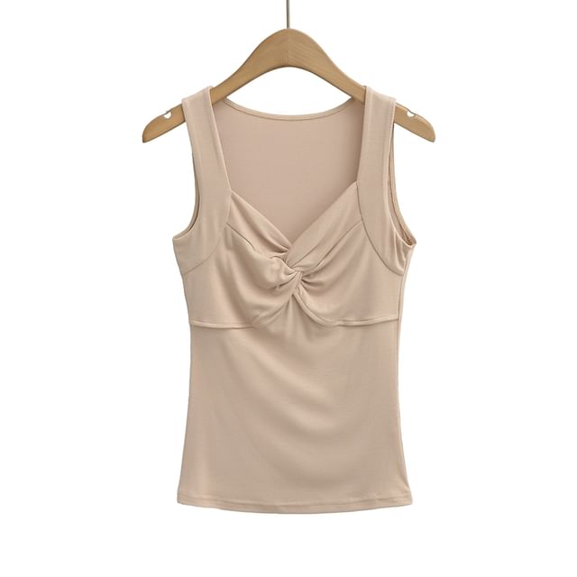 Twisted V-Neck Plain Tank Top
