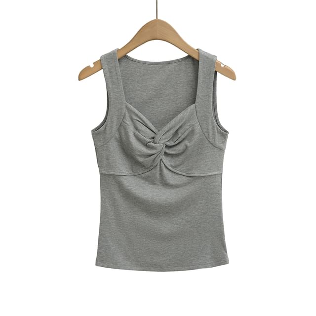 Twisted V-Neck Plain Tank Top