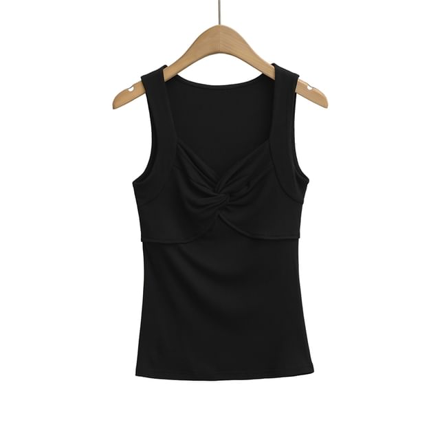 Twisted V-Neck Plain Tank Top