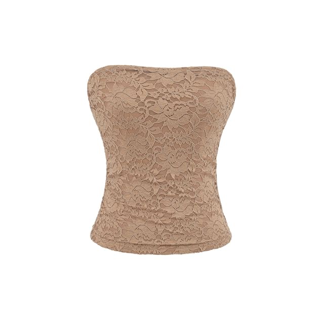 Ruched Lace Plain Tube Top