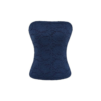 Ruched Lace Plain Tube Top