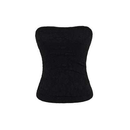 Ruched Lace Plain Tube Top