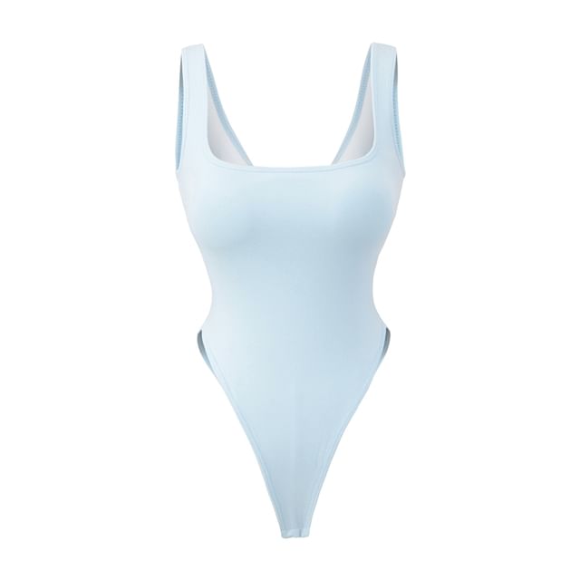 Padded Sleeveless Square-Neck Bodysuit Top