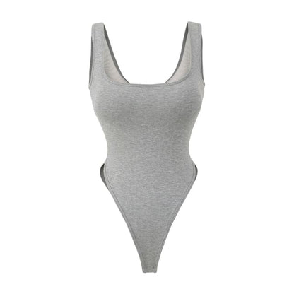 Padded Sleeveless Square-Neck Bodysuit Top