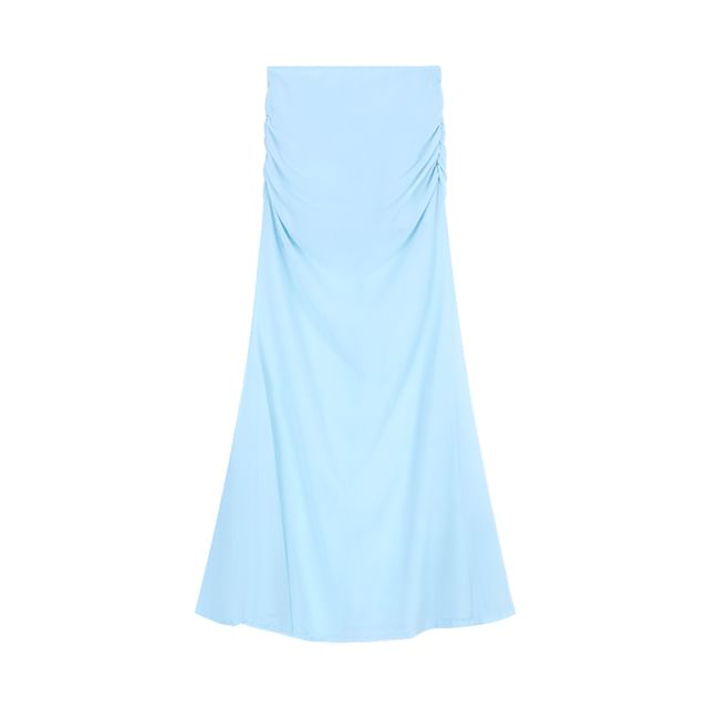 Set with Cropped Tube Top and Ruched Mesh Mermaid Maxi Skirt