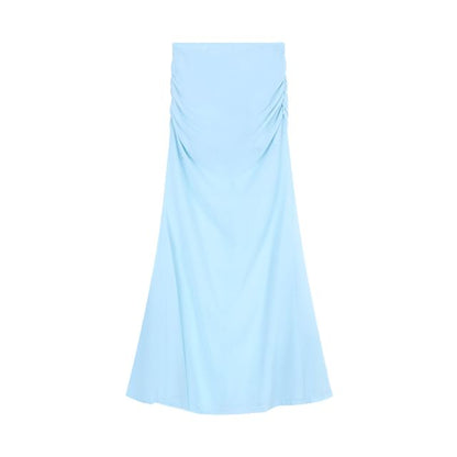 Set with Cropped Tube Top and Ruched Mesh Mermaid Maxi Skirt