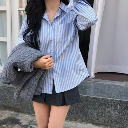 Plaid Pocket-Detail Long-Sleeved Shirt