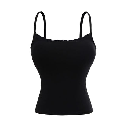 Padded Camisole Top with Delicate Lace Trim and Feminine Detail