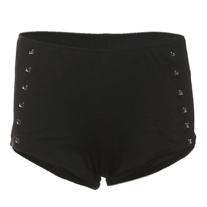 Cold-Shoulder Studded Panel Short-Sleeve Bodysuit & Low-Rise Shorts Set
