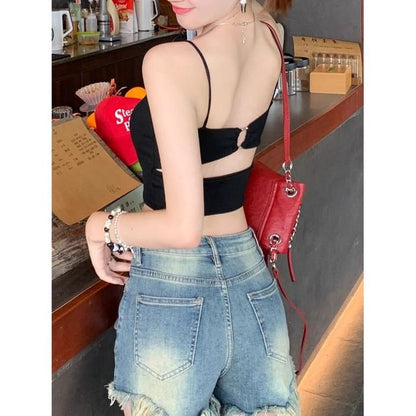 Plain Padded Slim-Fit Crop Cami Top