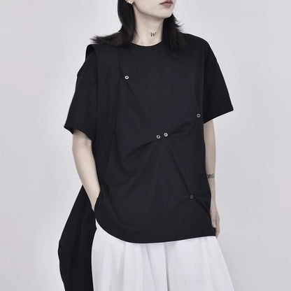 Twisted Plain Tee with Short Sleeves and Classic Crewneck Design