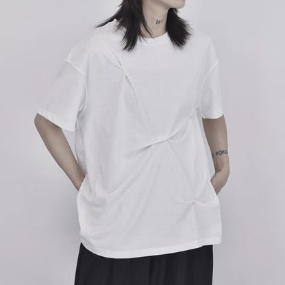 Twisted Plain Tee with Short Sleeves and Classic Crewneck Design