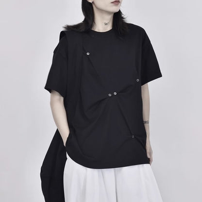 Twisted Plain Tee with Short Sleeves and Classic Crewneck Design