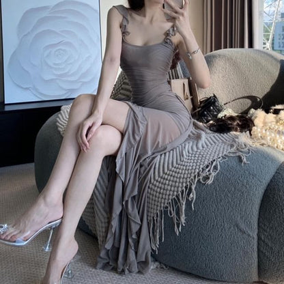 Plain Maxi Sleeveless Neck Scoop Dress Mermaid