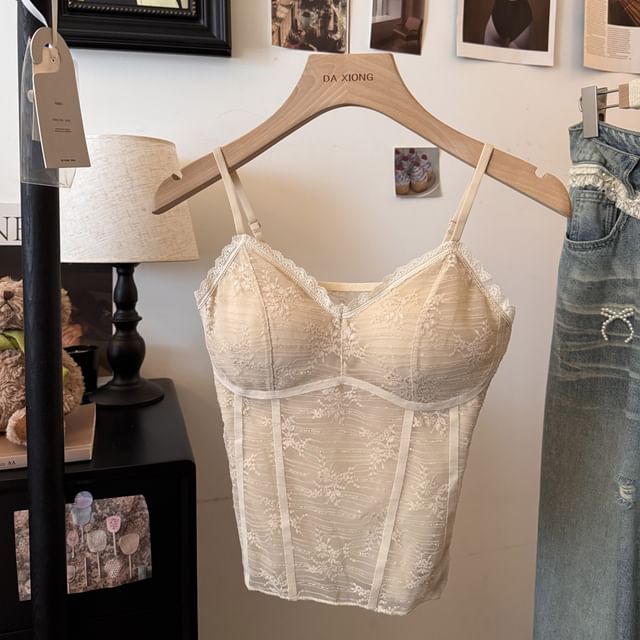 Spaghetti Strap Lace Bustier