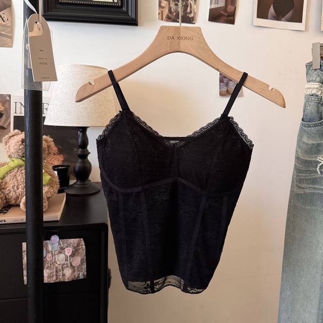 Spaghetti Strap Lace Bustier