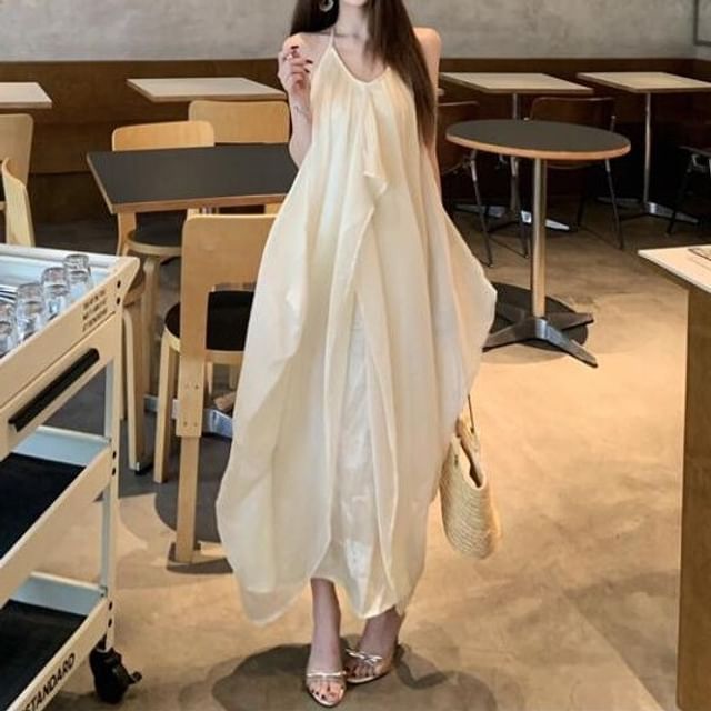 Maxi Dress Halter Panel A-Line
