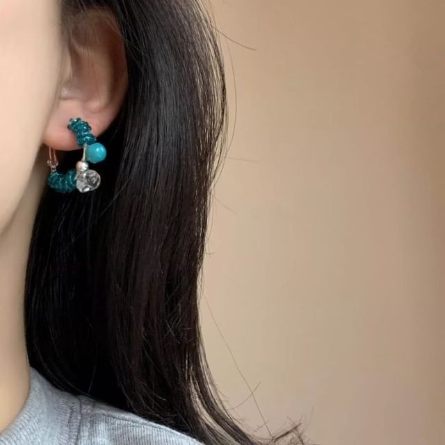 Bead Earring Leverback Alloy Faux Gemstone Hoop