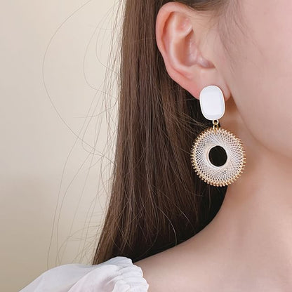 Alloy Drop Disc Woven Earring