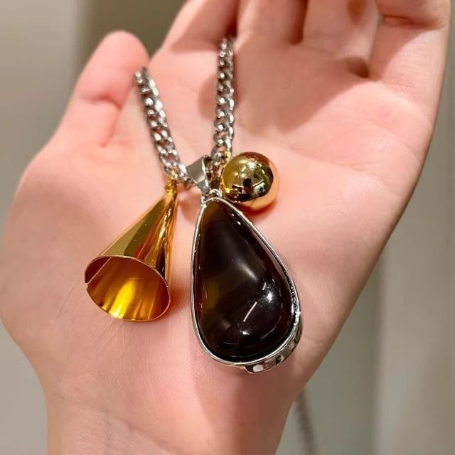 Cuban Pendant Chain Resin Droplet Necklace