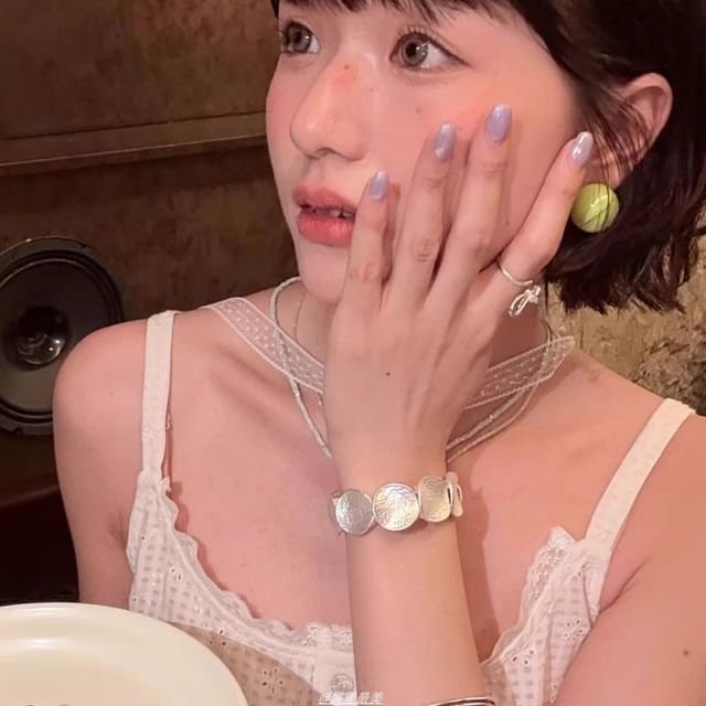 Alloy Textured Disc Bracelet