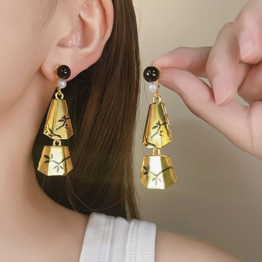 Pearl Dangle Branches Geometric Alloy Faux Earring