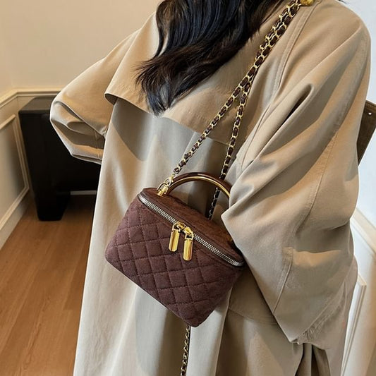 Faux Strap Crossbody Leather Quilted Chain Bag