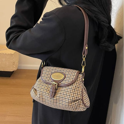 Faux Crossbody Buckled Bag Leather Flap