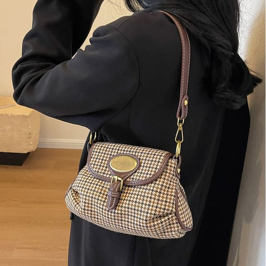 Faux Crossbody Buckled Bag Leather Flap