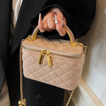 Faux Strap Crossbody Leather Quilted Chain Bag