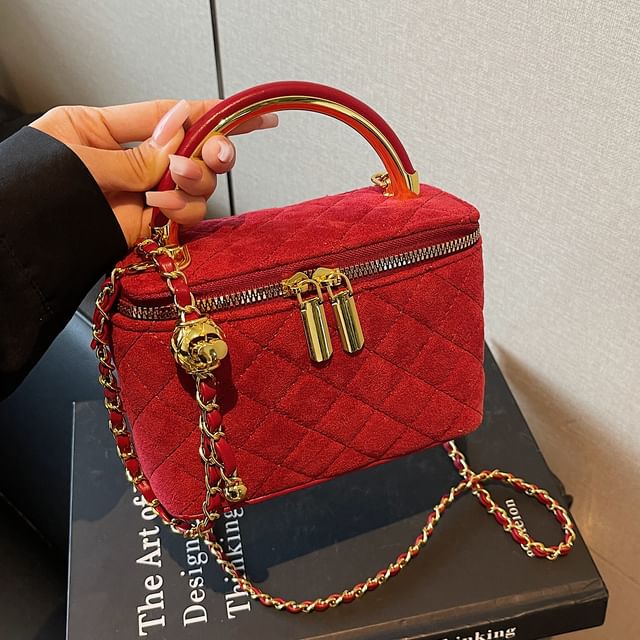 Faux Strap Crossbody Leather Quilted Chain Bag