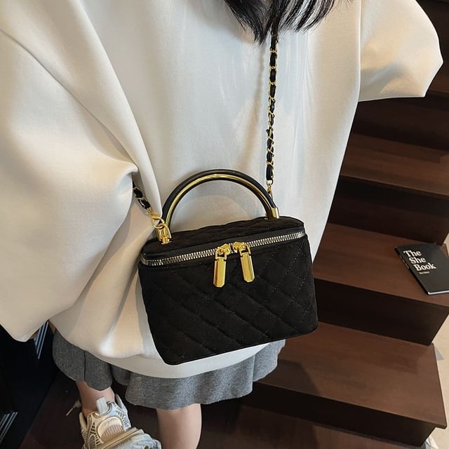 Faux Strap Crossbody Leather Quilted Chain Bag