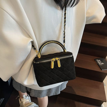 Faux Strap Crossbody Leather Quilted Chain Bag