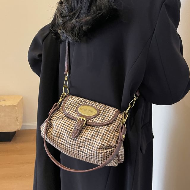 Faux Crossbody Buckled Bag Leather Flap