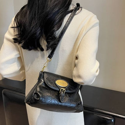 Faux Crossbody Buckled Bag Leather Flap