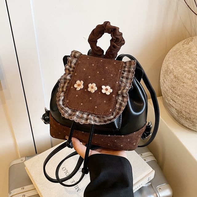 Backpack Panel Ruffle Small Dotted Floral