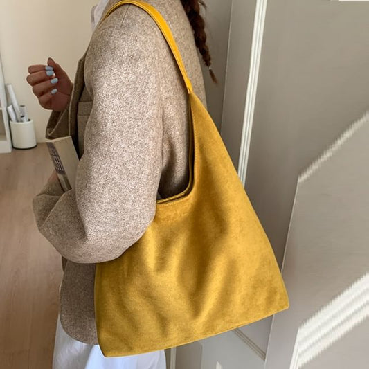 Pouch Bag Suede Faux With Tote