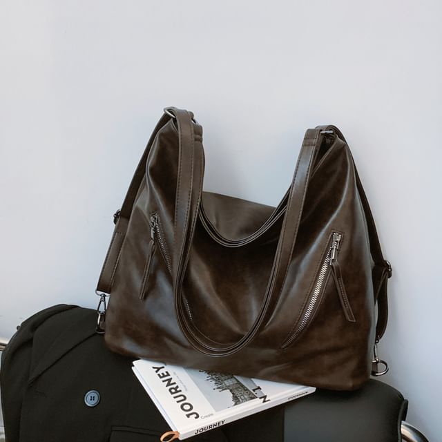 Tote Faux Backpack Leather Zip