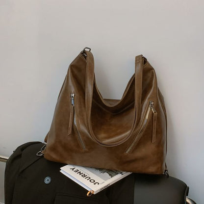Tote Faux Backpack Leather Zip