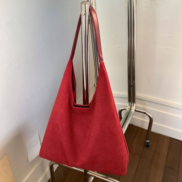 Pouch Bag Suede Faux With Tote