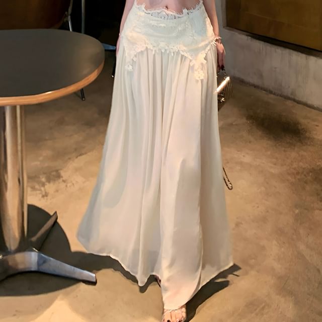 Crewneck Lace Crop Tank & Maxi A-Line Skirt